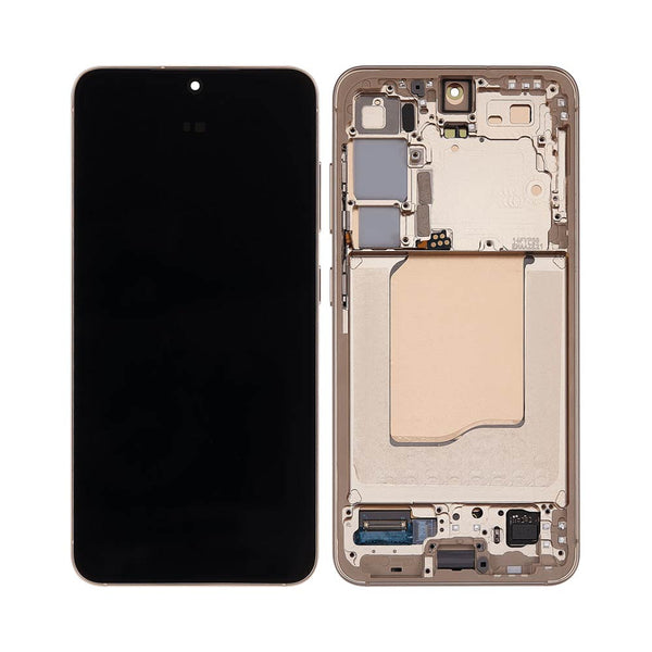 Écran complet avec châssis Galaxy S25 – Rose or – Soft OLED