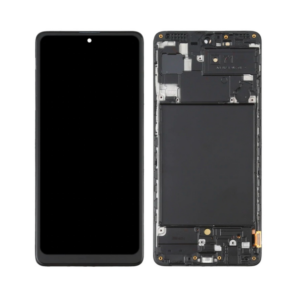 Écran complet avec châssis Galaxy A71 (Small Size) – Noir – Compatible OLED