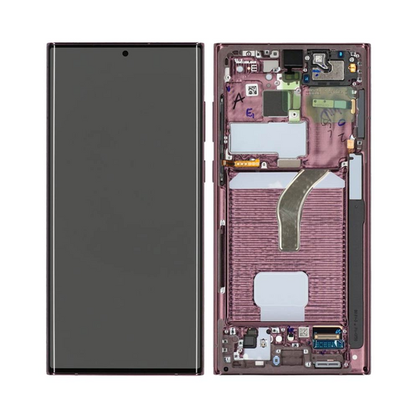 Écran complet avec châssis Galaxy S22 Ultra – Bordeaux – Soft OLED