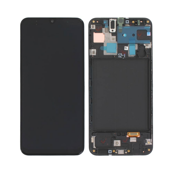 Écran complet avec châssis Galaxy A30 – Noir – Compatible OLED
