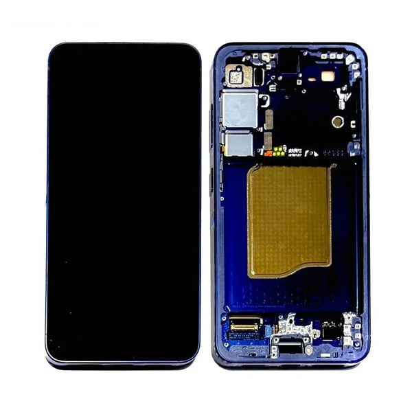 Écran complet avec châssis Galaxy S25 – Bleu nuit – Dalle d'origine, châssis compatible