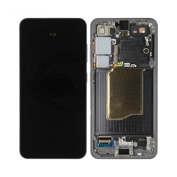 Écran complet avec châssis Galaxy S25 – Noir absolu – Dalle d'origine, châssis compatible