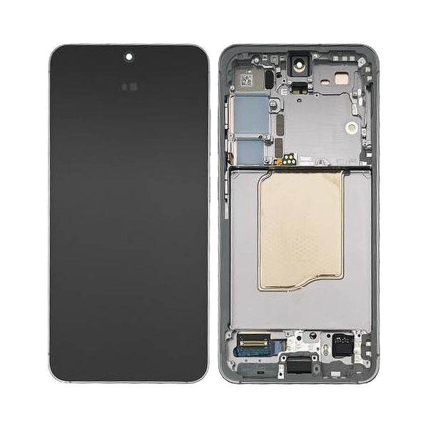 Écran complet avec châssis Galaxy S25 – Gris – Dalle d'origine, châssis compatible