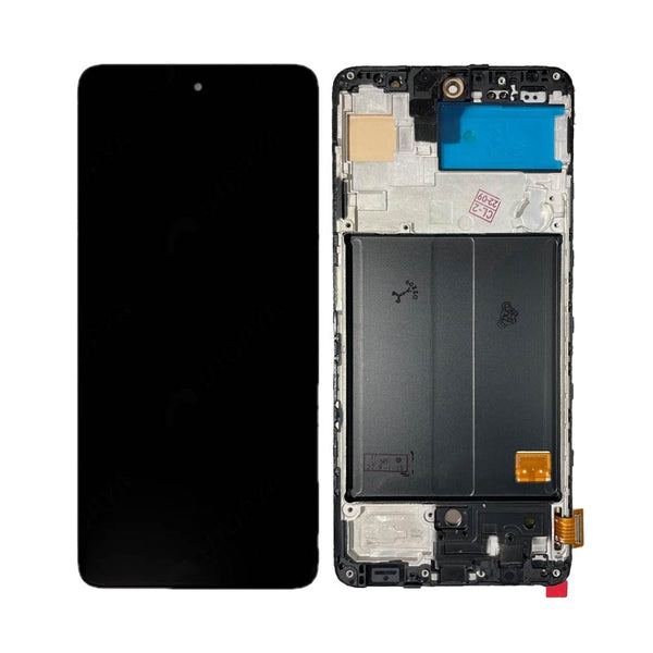 Écran complet avec châssis Galaxy A51 (taille d'origine) – Noir – Compatible OLED
