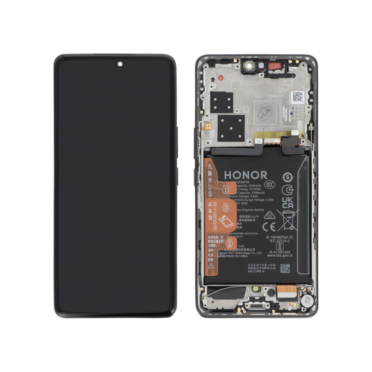Écran complet Honor 200 Pro – Noir – Original Honor (Service Pack) – batterie intégrée