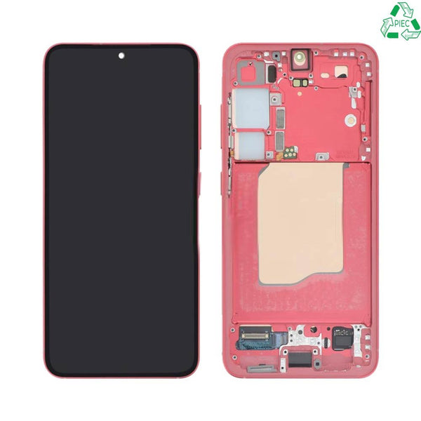 Écran complet avec châssis Galaxy S25 – Corail – Original démonté