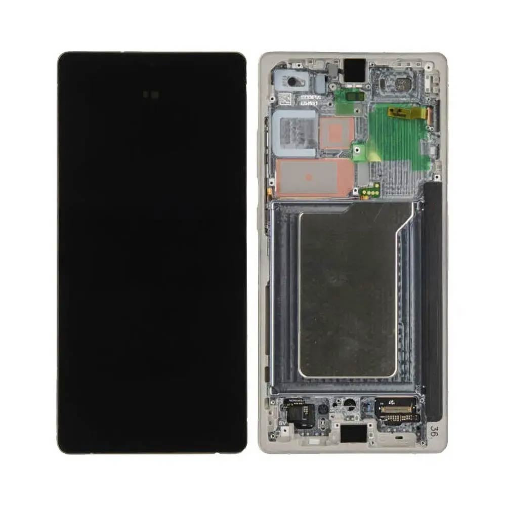 Écran complet avec châssis Galaxy S25 Ultra – Titane gris – Dalle d'origine, châssis compatible