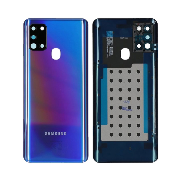 Vitre arrière Galaxy A21S – Bleu prismatique – Compatible Premium