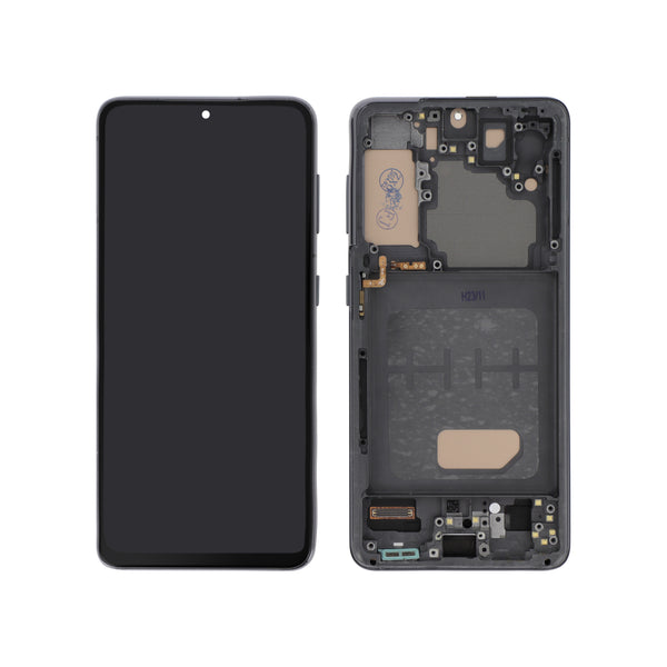Écran complet Galaxy S21 – Gris – Compatible LCD (Incell) – avec châssis