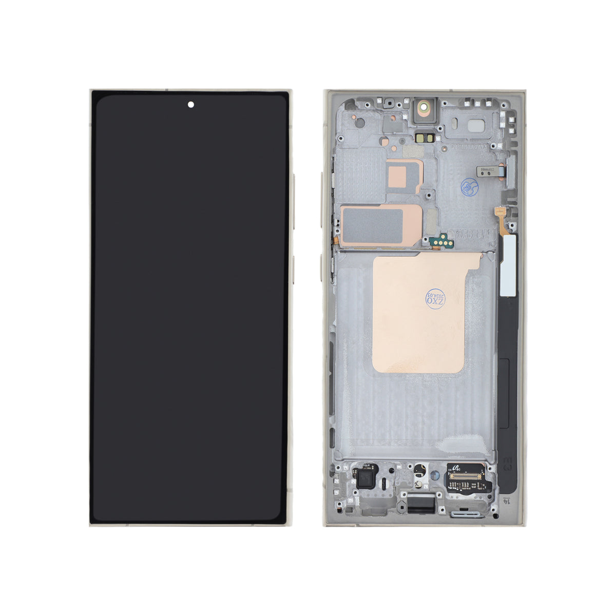 Écran complet ambre Galaxy S24 Ultra – Titane – Qualité d'origine – avec châssis