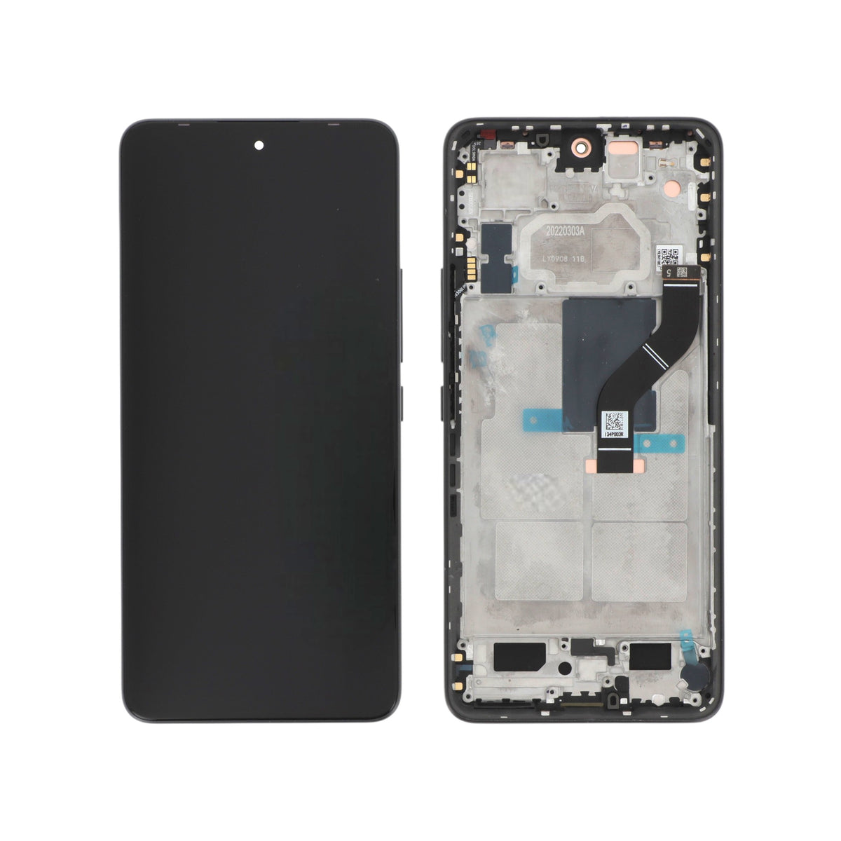 Écran complet Xiaomi 12 Lite – Noir – Qualité d'origine – avec châssis