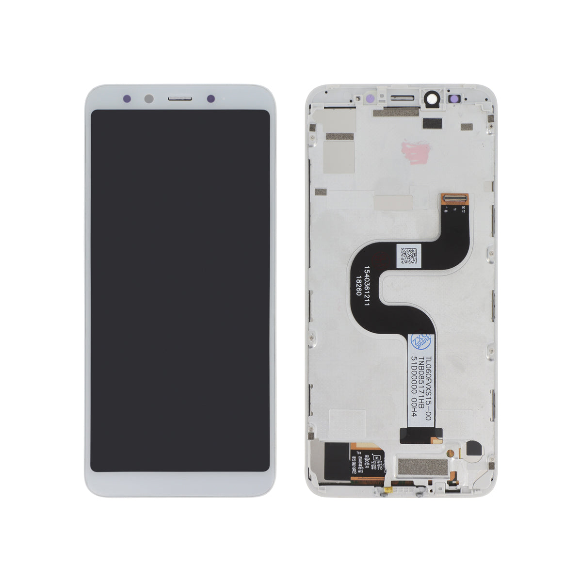 Écran complet Mi A2 – Blanc – Compatible LCD – avec châssis