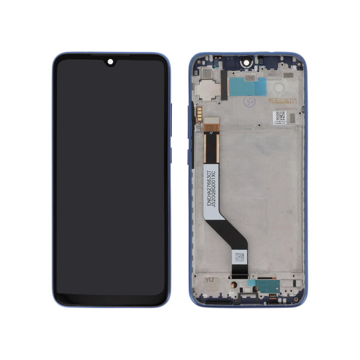 Écran complet Redmi Note 7 – Bleu – Compatible LCD – avec châssis