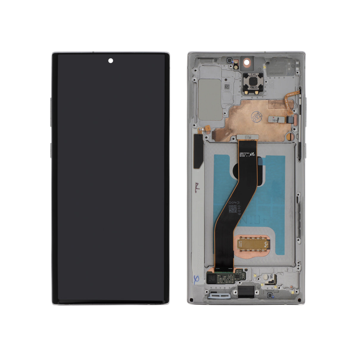 Écran complet Galaxy Note 10+ – Argent – Qualité d'origine – avec châssis
