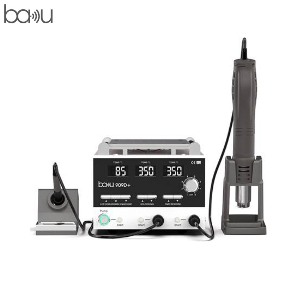 Station de Soudage 2 en 1 Fer + Air Chaud Baku BA-909D+ (avec Séparatation d'Écran 9") 750W