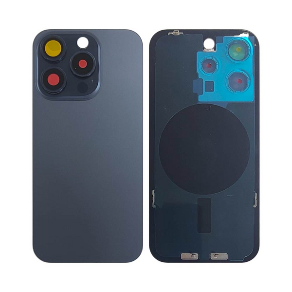 Vitre arrière iPhone 15 Pro (sans pièces) – Titane Bleu – Compatible