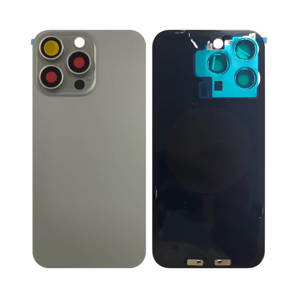 Vitre arrière iPhone 15 Pro Max (sans pièces) – Titane Naturel – Compatible Premium