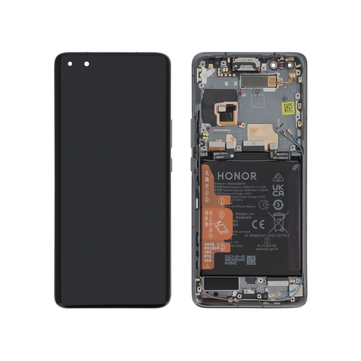 Écran complet Honor Magic4 Pro – Noir – Original Honor (Service Pack) – batterie intégrée