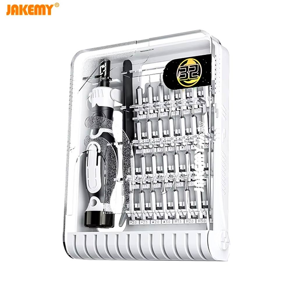 Kit Tournevis de Précision Jakemy JM-8189B avec Pince Tweezer (32 en 1) Blanc