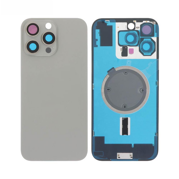 Vitre arrière iPhone 16 Pro Max (sans pièces) – Titane Naturel – Compatible Premium