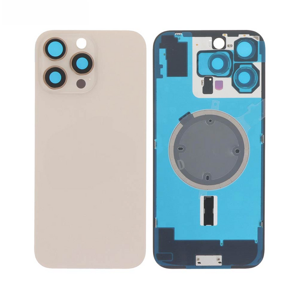 Vitre arrière iPhone 16 Pro Max (sans pièces) – Titane sable – Compatible Premium