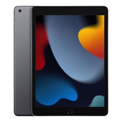 iPad 9 reconditionné gris sidéral, vu de face et de dos