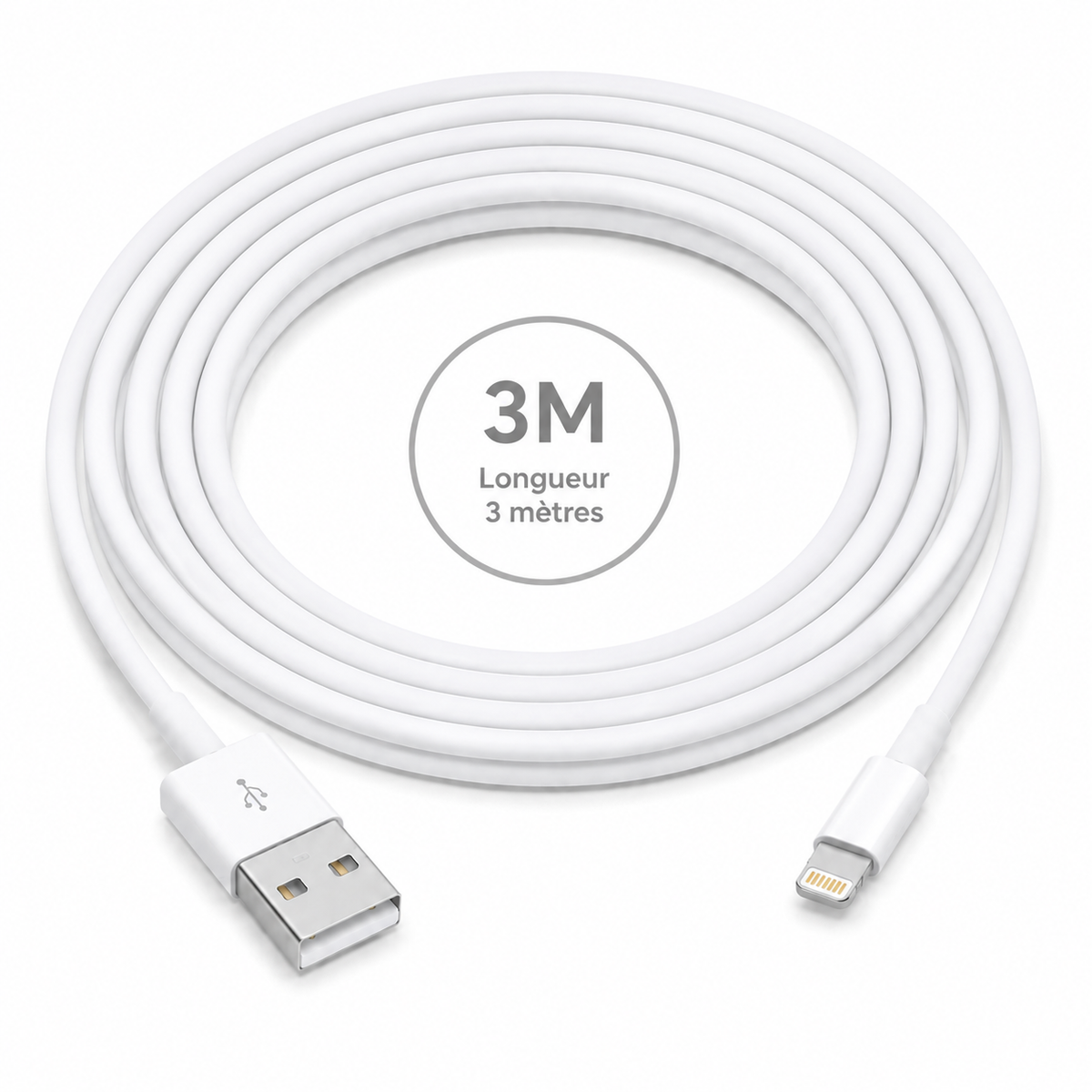 Câble USB-A vers Lightning 3 m