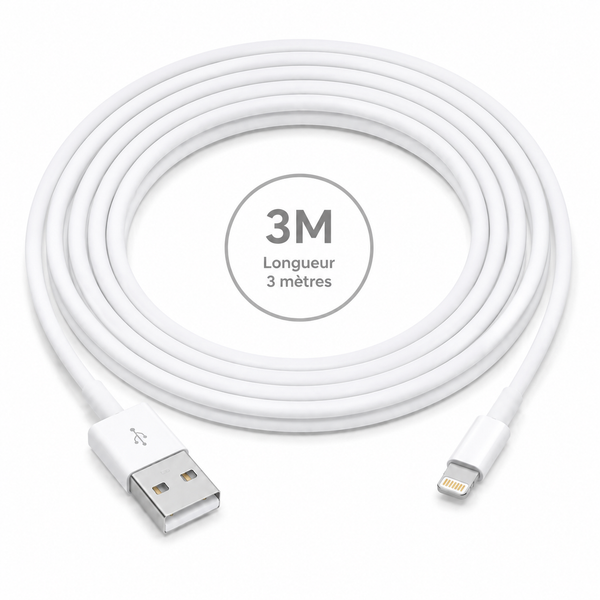 Câble USB-A vers Lightning 3 m
