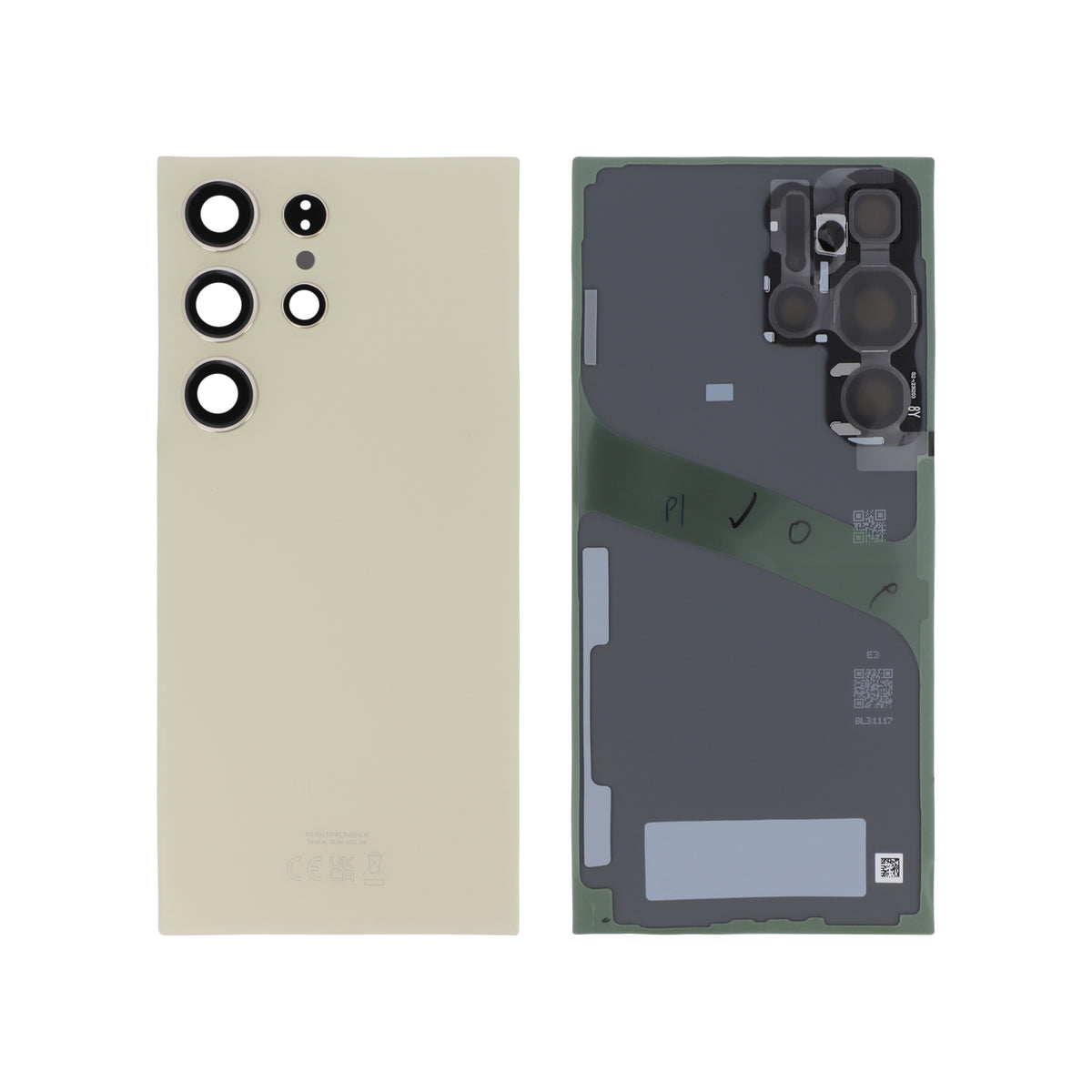 Vitre arrière Galaxy S24 Ultra – Titane Jaune – Original Samsung (Service Pack)